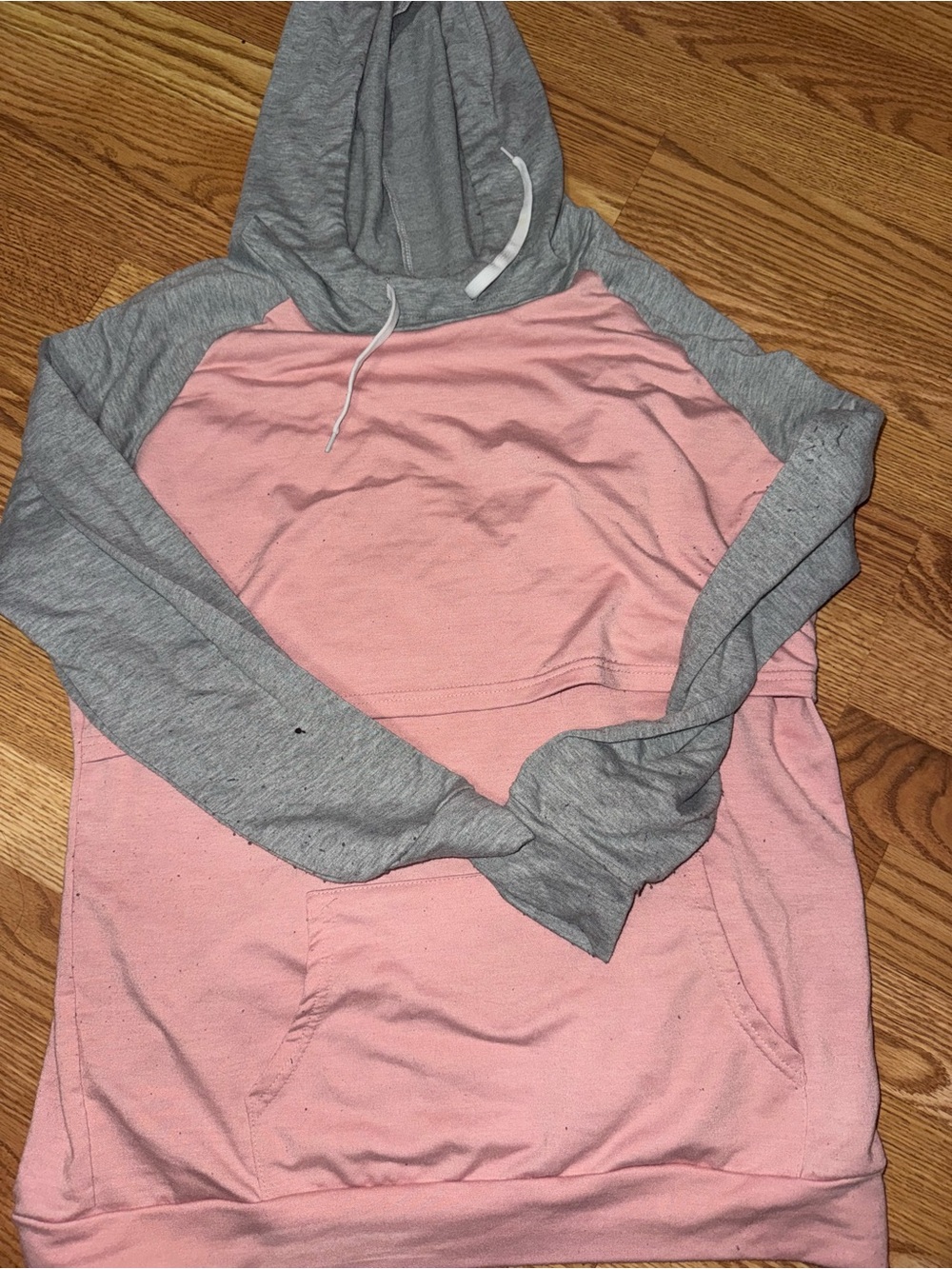 Women's maternity/ nursing Pink and Gray Two-Tone Hoodie Shirt